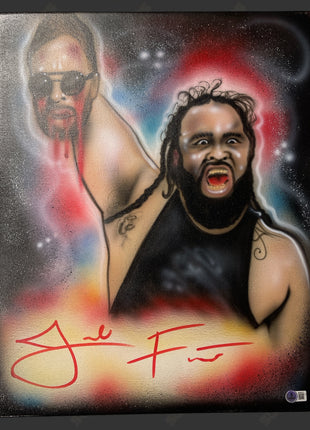 Jacob Fatu signed Custom Painted 16x20 Canvas Art (w/ Beckett)