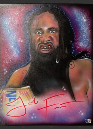 Jacob Fatu signed Custom Painted 16x20 Canvas Art (w/ Beckett)