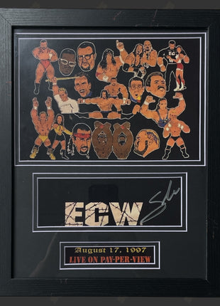Sabu signed ECW Cartoon Matted Frame