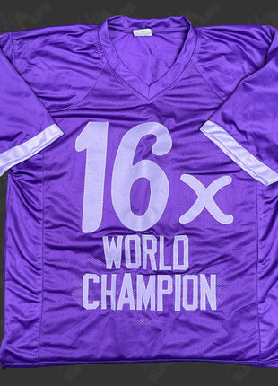 Ric Flair signed Custom Purple Football Jersey (w/ JSA)