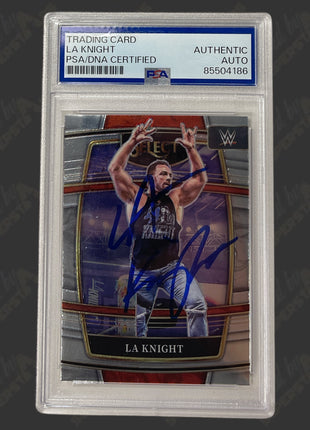 LA Knight signed 2022 Panini Select WWE Trading Card (w/ PSA)