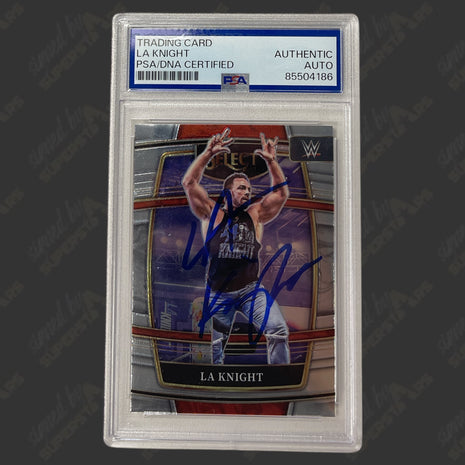 LA Knight signed 2022 Panini Select WWE Trading Card (w/ PSA)