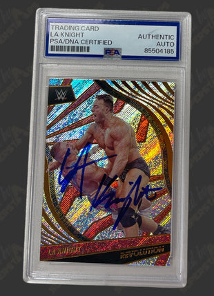 LA Knight signed 2022 Panini Revolution WWE Trading Card (w/ PSA)