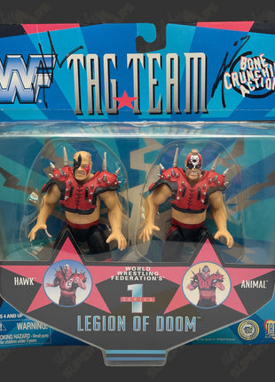 Legion of Doom Animal & Hawk dual signed WWF Jakks Tag Team Series 1 Action Figure