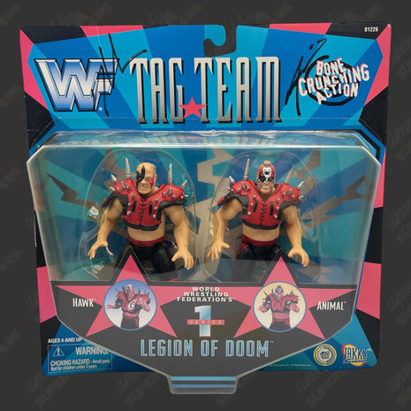 Legion of Doom Animal & Hawk dual signed WWF Jakks Tag Team Series 1 Action Figure