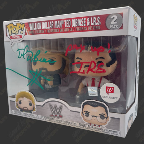Ted DiBiase & I.R.S. dual signed WWE Funko POP Figure (Walgreens Exclusive 2-pack)