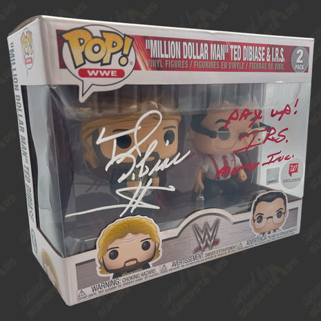 Ted DiBiase & I.R.S. dual signed WWE Funko POP Figure (Walgreens Exclusive 2-pack)