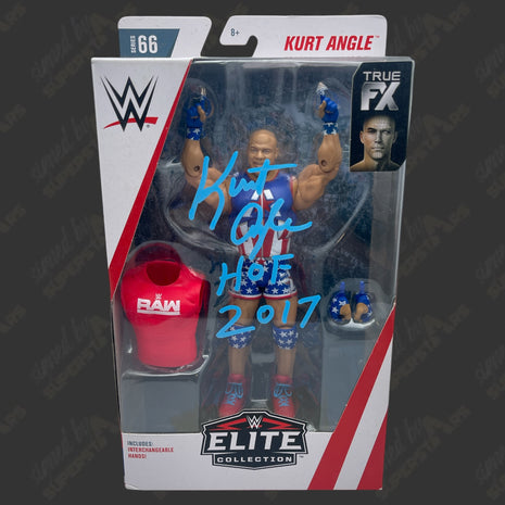 Kurt Angle signed WWE Elite Series 66 Action Figure (w/ Protector)