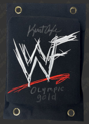 Kurt Angle signed Black Turnbuckle Pad (Olympic Gold)