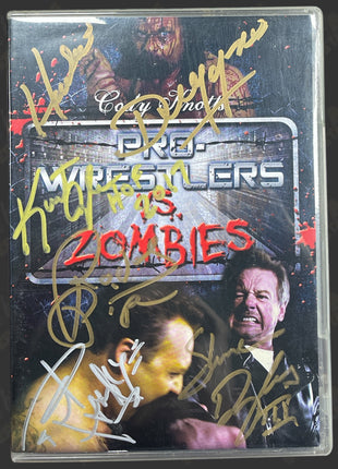 Roddy Piper, Kurt Angle, Jim Duggan & Shane Douglas multi-signed Pro Wrestlers vs Zombies DVD