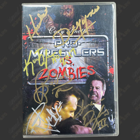 Roddy Piper, Kurt Angle, Jim Duggan & Shane Douglas multi-signed Pro Wrestlers vs Zombies DVD