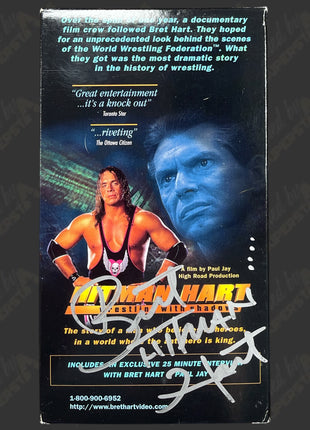 Bret Hart signed Wrestling With Shadows VHS Tape