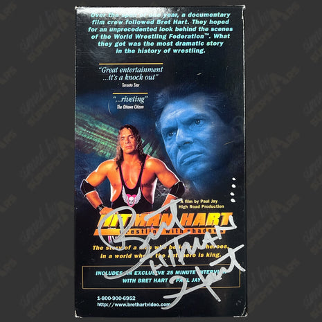 Bret Hart signed Wrestling With Shadows VHS Tape