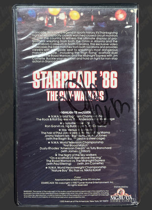 Dusty Rhodes, Ole Anderson, Robert Gibson & Tully Blanchard multi-signed Starrcade 86 VHS Tape