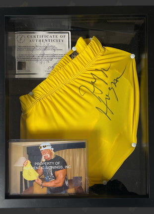 Hulk Hogan signed Replica Trunks in Shadowbox Frame