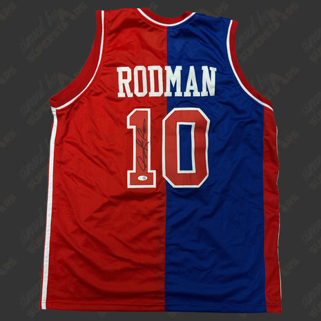 Dennis Rodman signed Pistons Basketball Jersey (w/ JSA)