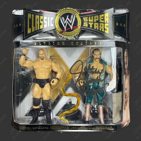 Jake Roberts signed WWE Jakks Classic Superstars Action Figure 2-pack