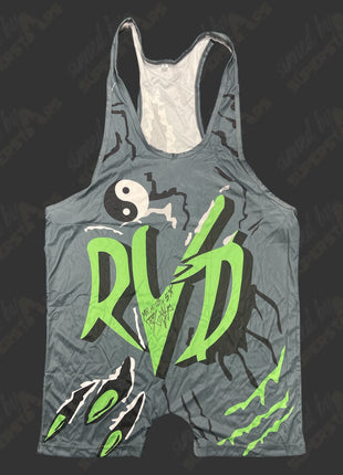 Rob Van Dam signed Gray/Green Replica Tights