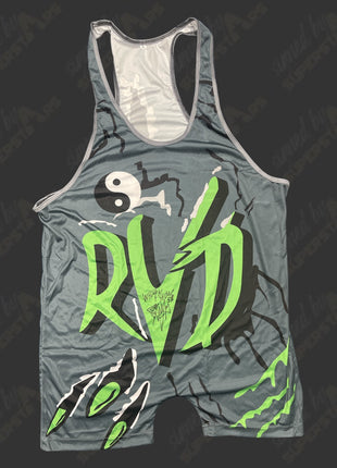 Rob Van Dam signed Gray/Green Replica Tights