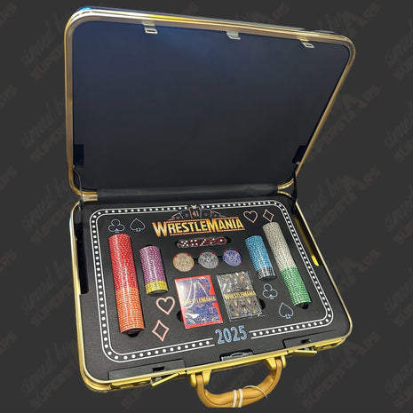 WWE WrestleMania 41 Exclusive Briefcase Poker Set Las Vegas Cards & Chips (Unsigned)