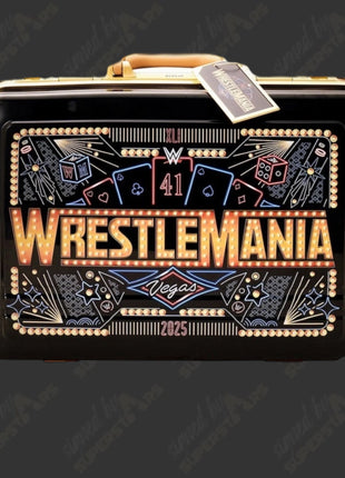 Maletín de póker exclusivo de WWE WrestleMania 41 con cartas y fichas de Las Vegas (sin firmar)