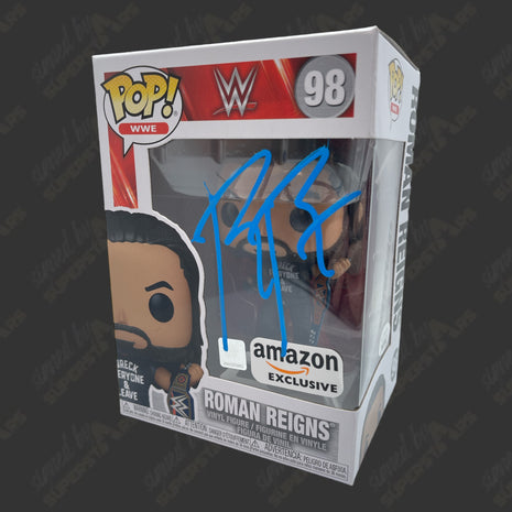 Roman Reigns signed WWE Funko POP Figure #98 (Amazon Exclusive w/ JSA + Hard Protector)