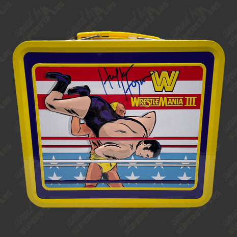 Hulk Hogan signed WWE Wrestlemania 3 Tin Lunch Box (w/ JSA)