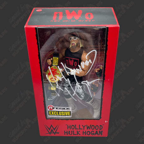 Hulk Hogan signed WWE Elite nWo Ringside Exclusive Action Figure (w/ Hogans Beach Shop COA + Protector)