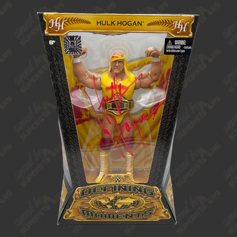 Figura de acción de Hulk Hogan firmada por WWE Defining Moments (con certificado de autenticidad de Hogans Beach Shop)