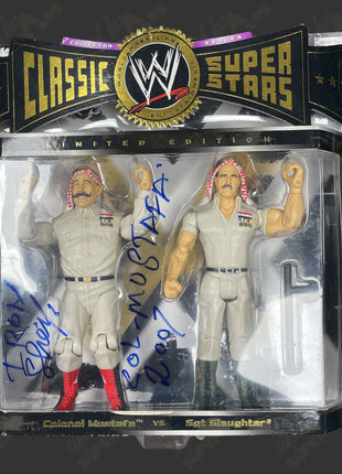 The Iron Sheik & Colonel Mustafa dual signed WWE Jakks Classic Superstars Action Figure 2-pack