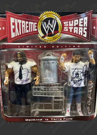 Mankind & Terry Funk dual signed WWE Jakks Classic Superstars Action Figure 2-pack