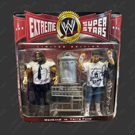 Mankind & Terry Funk dual signed WWE Jakks Classic Superstars Action Figure 2-pack