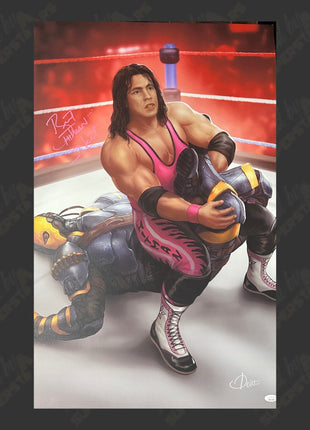 Bret Hart signed 20x30 Wall Canvas (w/ JSA)