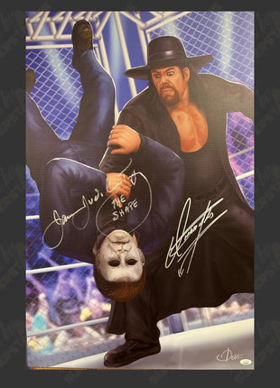 Undertaker & James Jude Courtney dual signed 10x30 Wall Canvas (w/ JSA)