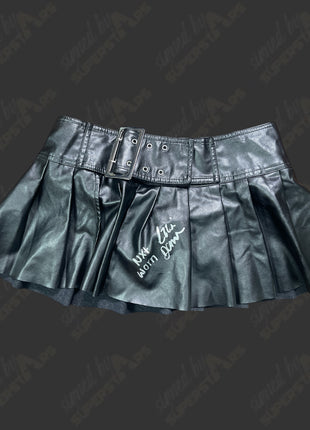 Izzi Dame signed NXT Worn Black Leather Top & Skirt Outfit (w/ JSA)