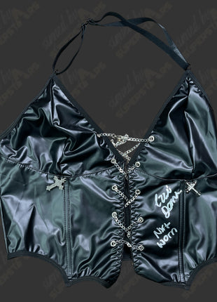 Izzi Dame signed NXT Worn Black Leather Top & Skirt Outfit (w/ JSA)