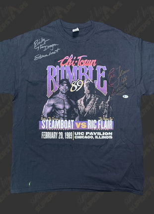 Ric Flair & Ricky Steamboat dual signed Chi-town Rumble T-Shirt (w/ Beckett)