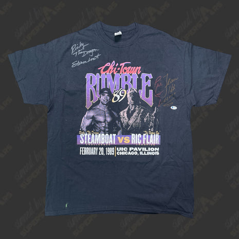 Ric Flair & Ricky Steamboat dual signed Chi-town Rumble T-Shirt (w/ Beckett)