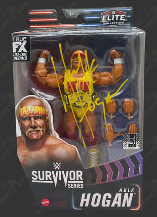 Hulk Hogan signed WWE Elite Survivor Series Action Figure (w/ Hogans COA + Protector)