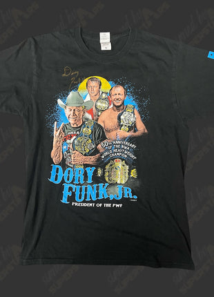 Dory Funk Jr signed PWF T-Shirt (Size: XL)