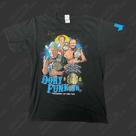Dory Funk Jr signed PWF T-Shirt (Size: XL)