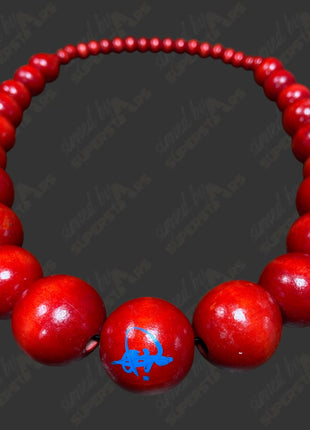 Oba Femi signed Wooden Bead Necklace *RED* (w/ JSA)