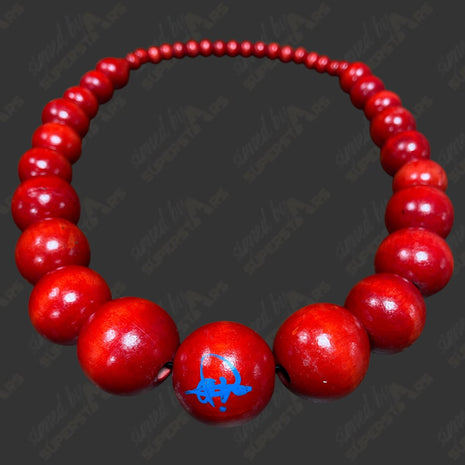 Oba Femi signed Wooden Bead Necklace *RED* (w/ JSA)