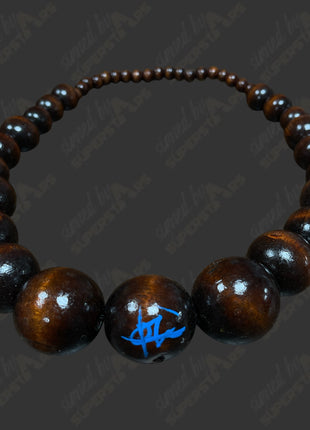 Oba Femi signed Wooden Bead Necklace *DARK BROWN* (w/ JSA)