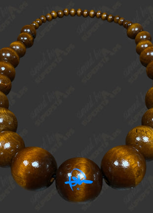 Oba Femi signed Wooden Bead Necklace *LIGHT BROWN* (w/ JSA)