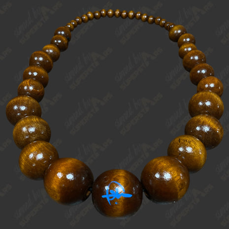 Oba Femi signed Wooden Bead Necklace *LIGHT BROWN* (w/ JSA)