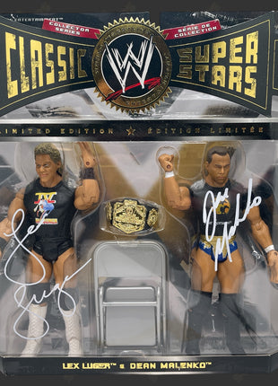Dean Malenko & Lex Luger dual signed WWE Jakks Classic Superstars Action Figure 2pack