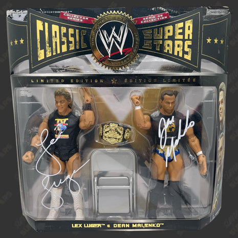 Dean Malenko & Lex Luger dual signed WWE Jakks Classic Superstars Action Figure 2pack