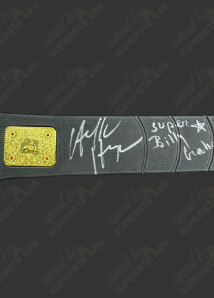 Rowdy Roddy Piper, Hulk Hogan & Billy Graham triple signed WWE World Heavyweight Toy Belt