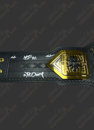 Adam Cole, Johnny Gargano & Karrion Kross triple signed NXT Championship Replica Belt (w/ JSA)